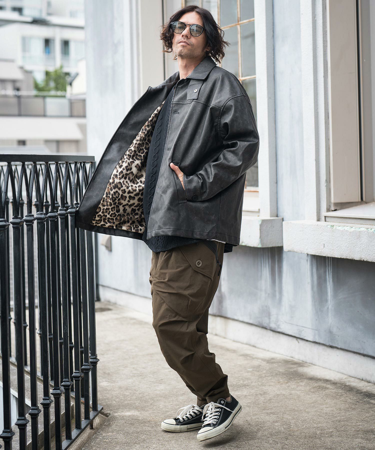 30%OFF【CAMBIO(カンビオ)】 Vintage Like Synthetic Leather Half