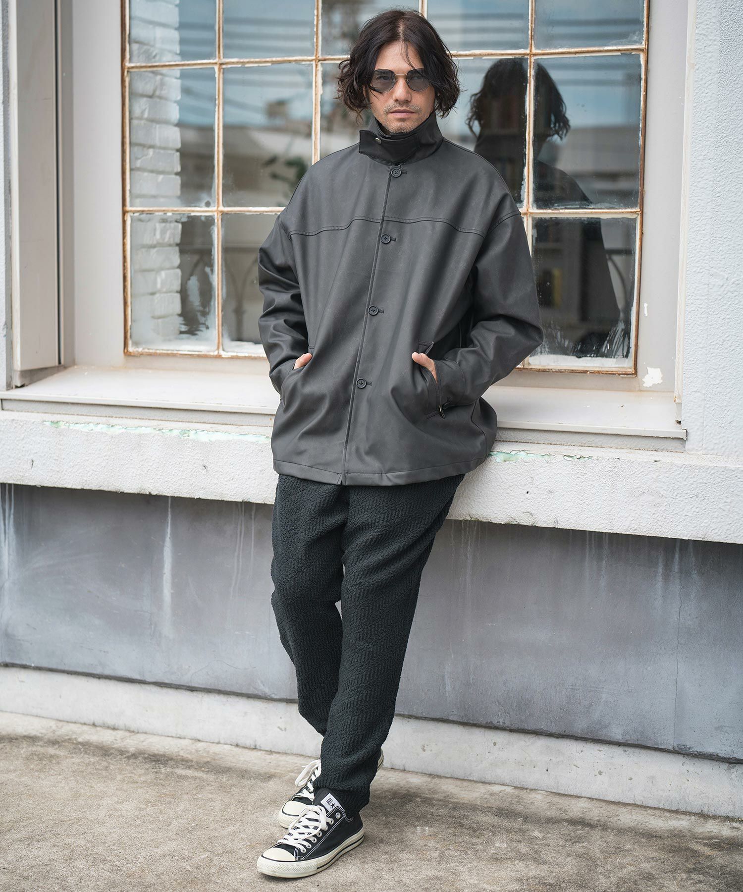 30%OFF【CAMBIO(カンビオ)】 Vintage Like Synthetic Leather Half