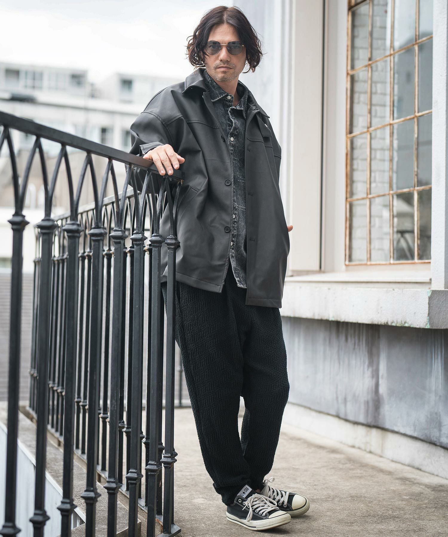 30%OFF【CAMBIO(カンビオ)】 Vintage Like Synthetic Leather Half