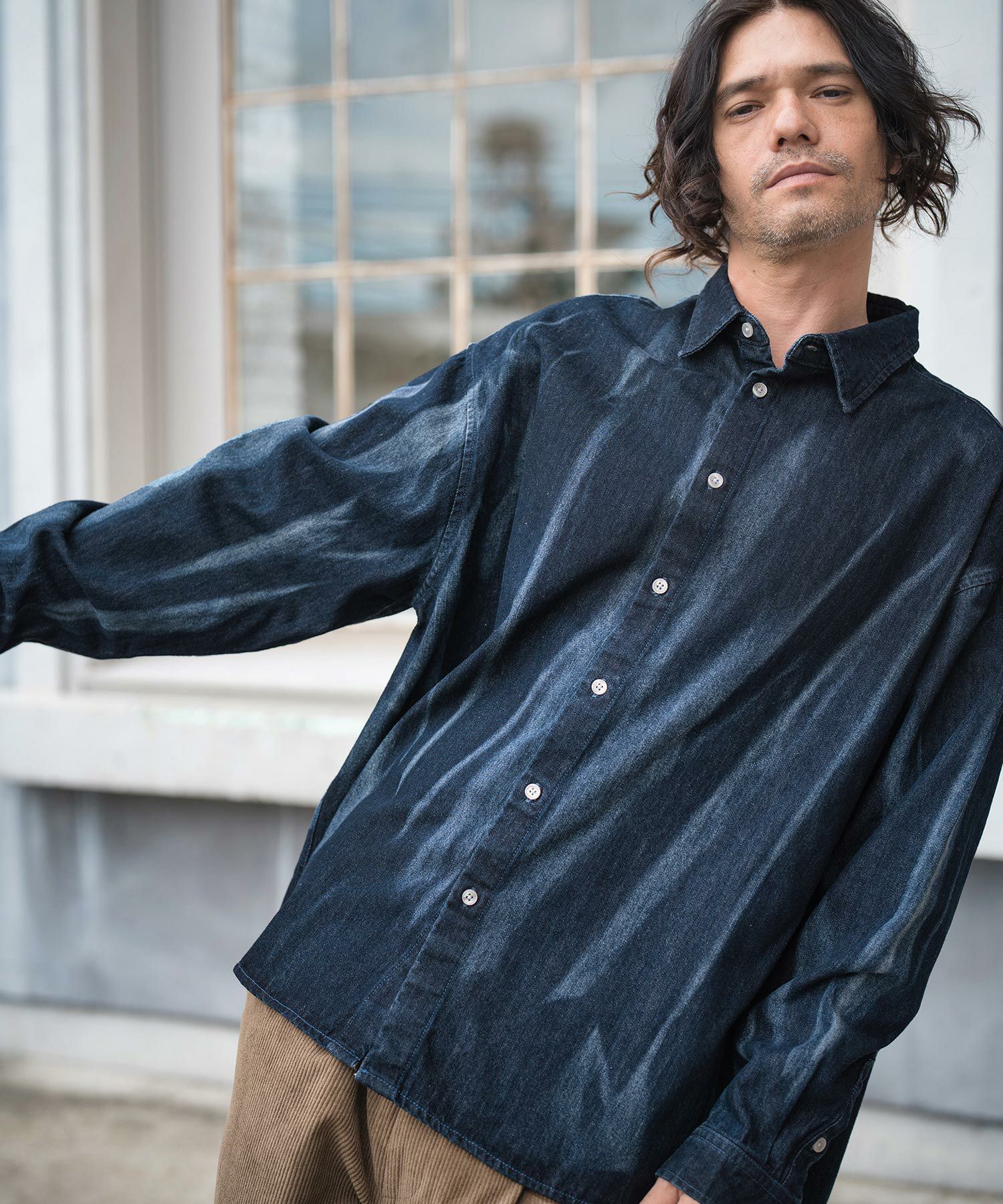 30%OFF【CAMBIO(カンビオ)】Wrinkled 10oz Cotton Denim Shirts デニム