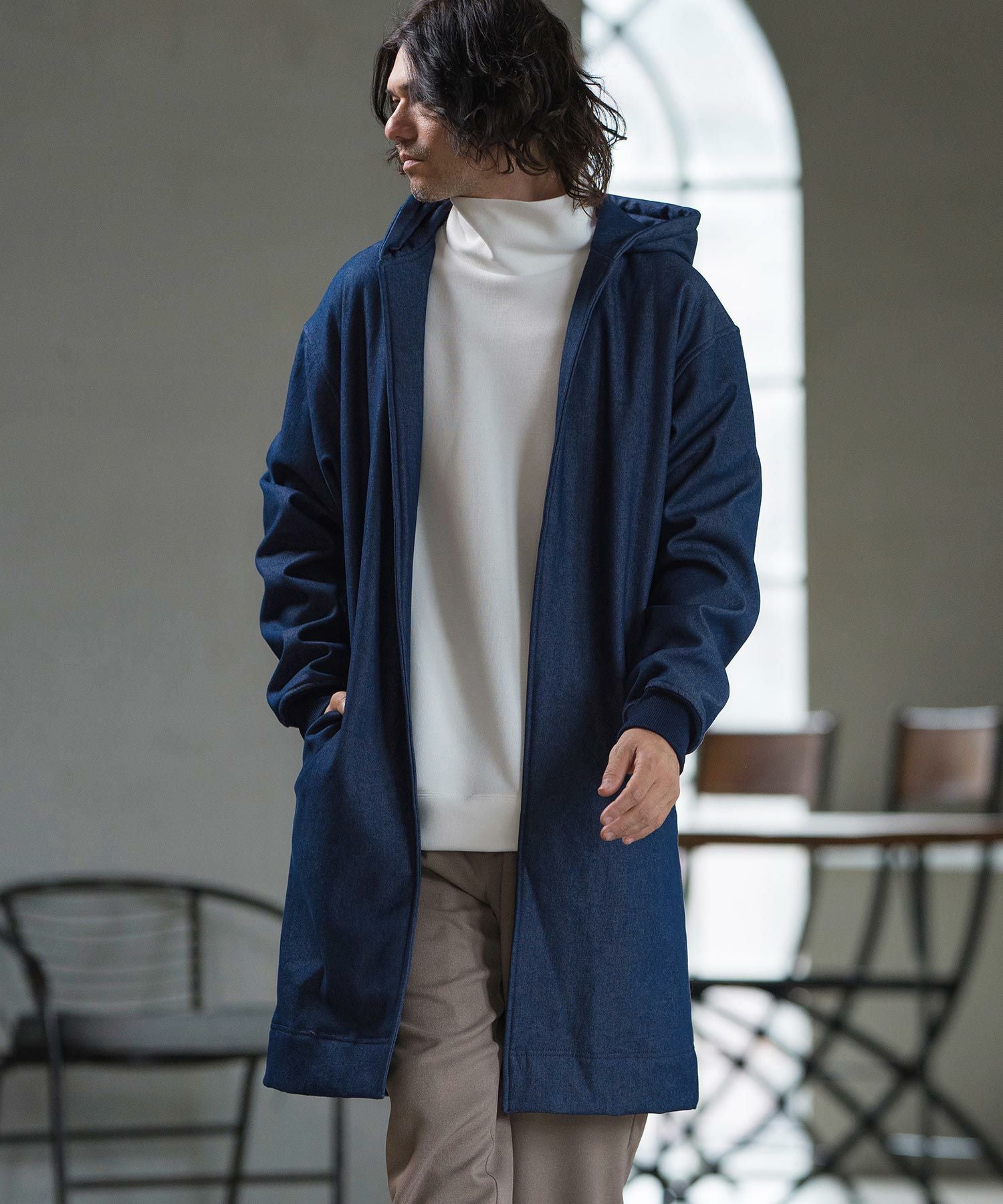 ピオニハウス パーカーコート 50%OFF【CAMBIO(カンビオ)】Fleece Bonding Denim Hooded Coat デニム