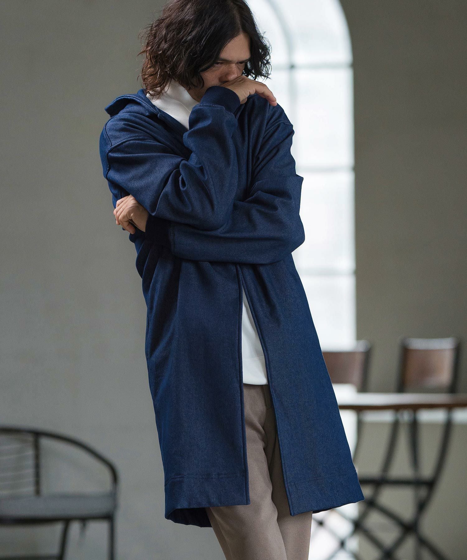 50%OFF【CAMBIO(カンビオ)】Fleece Bonding Denim Hooded Coat デニム