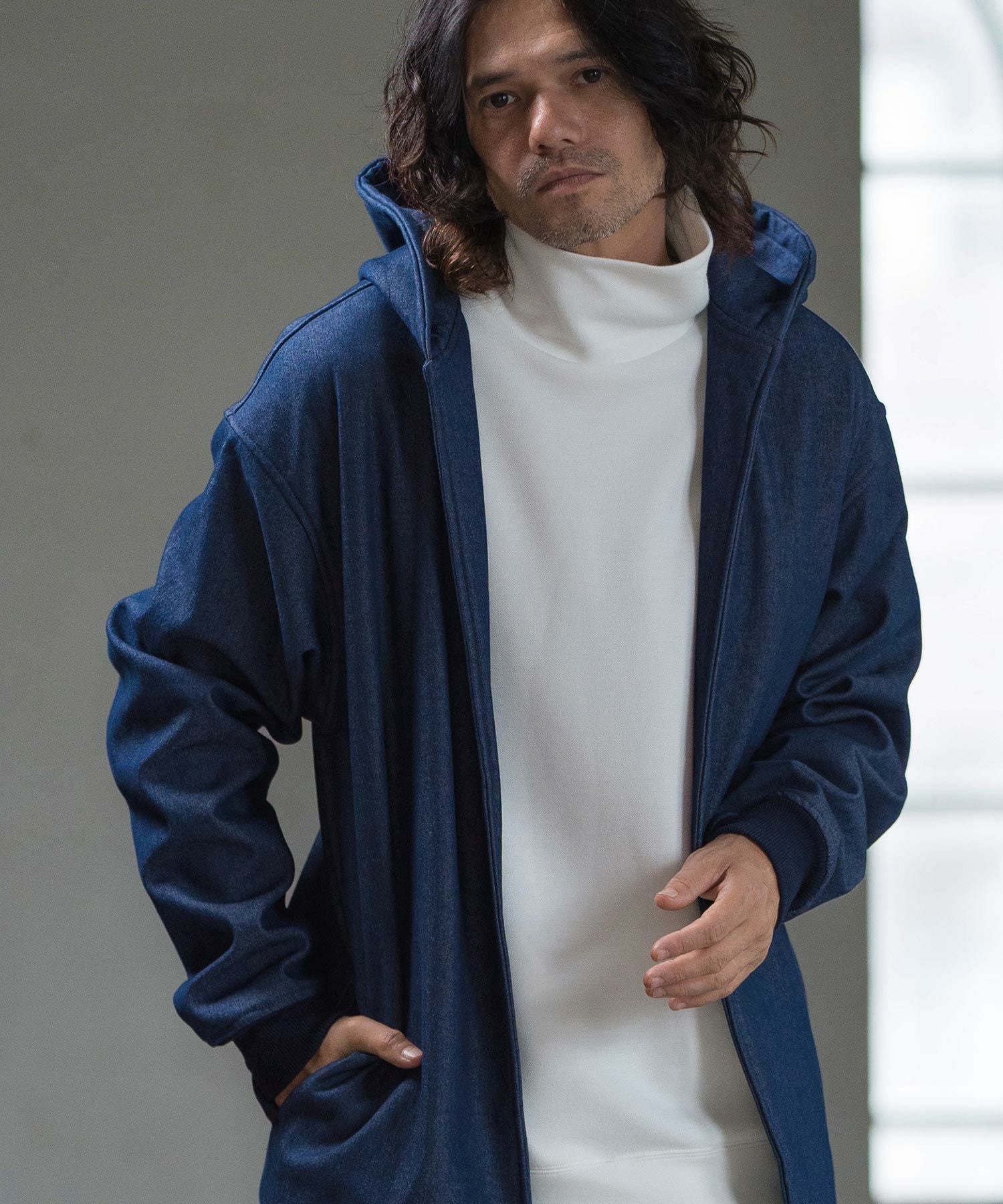 50%OFF【CAMBIO(カンビオ)】Fleece Bonding Denim Hooded Coat デニム