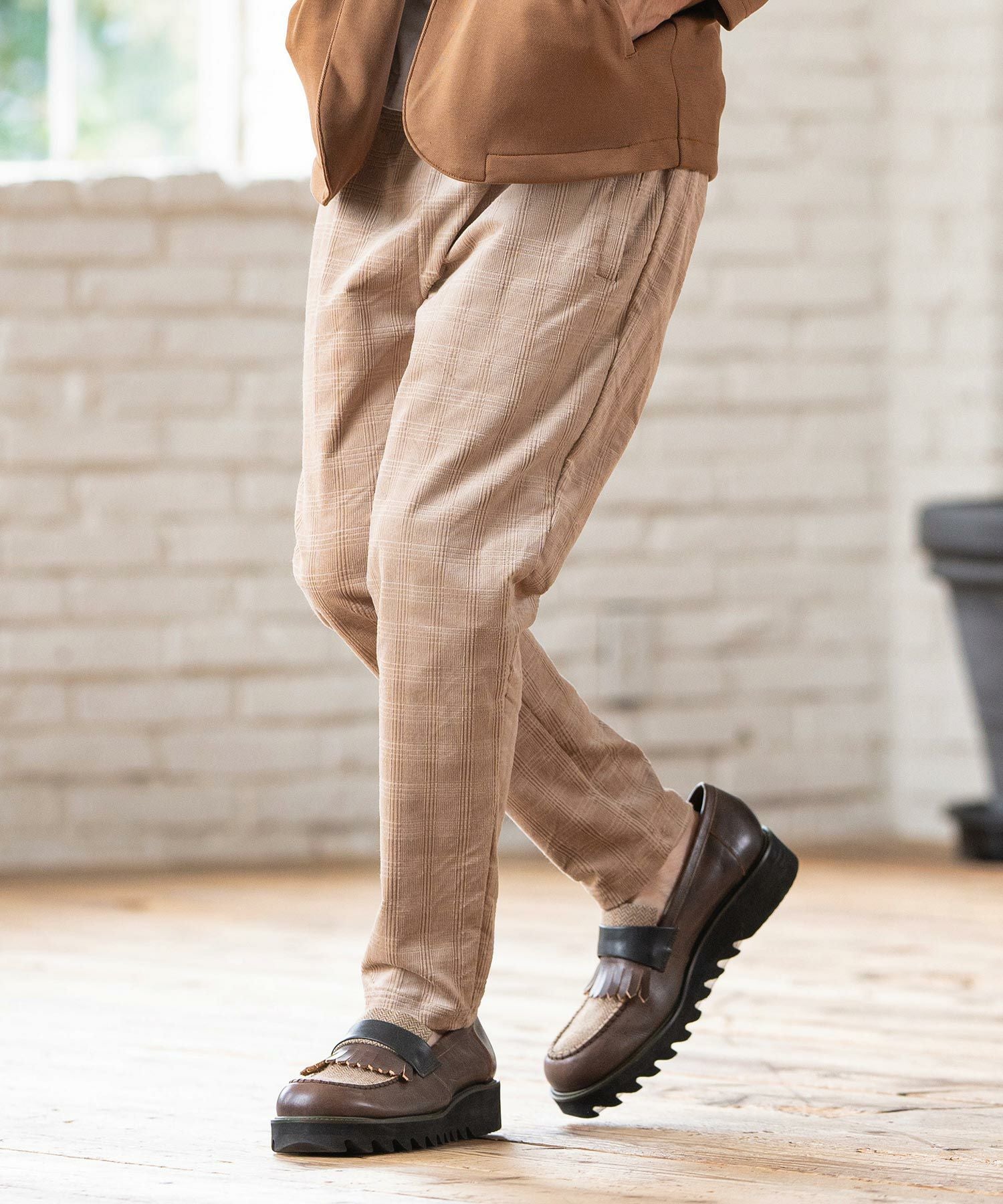 50%OFF【CAMBIO(カンビオ)】 Stretch Corduroy Check Pants
