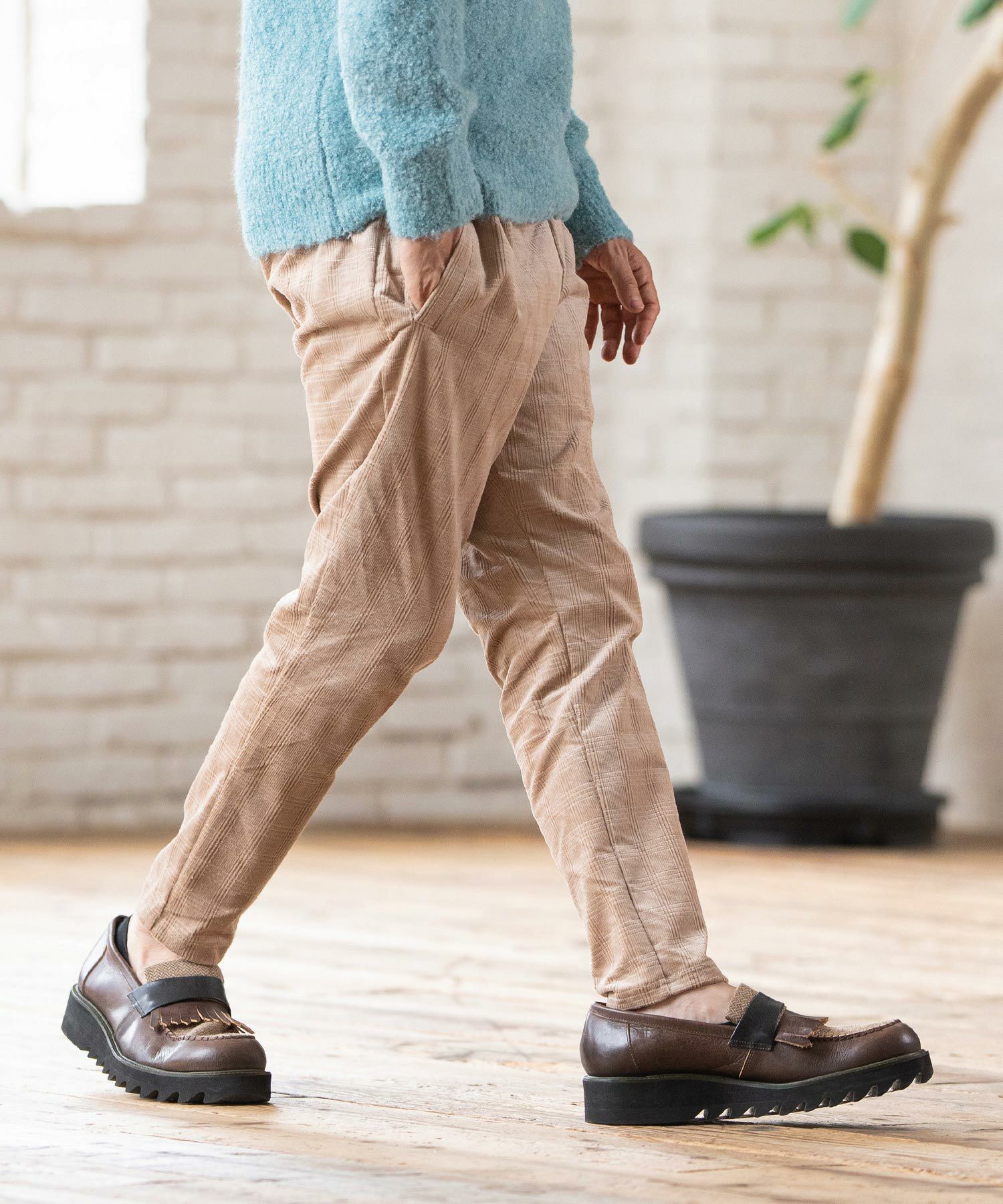 50%OFF【CAMBIO(カンビオ)】 Stretch Corduroy Check Pants