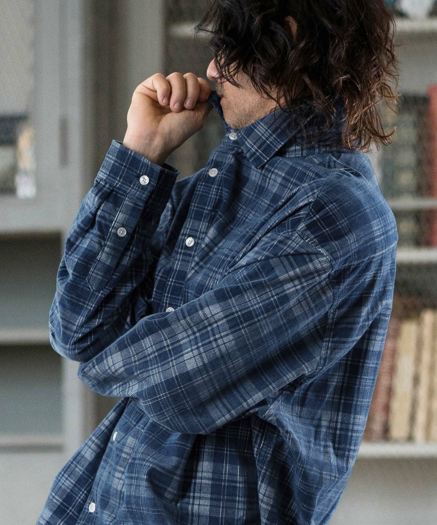CAMBIO チェックシャツ　Sサイズ　メンズ 50%OFF【CAMBIO(カンビオ)】Vintage Like Indigo Check Shirts