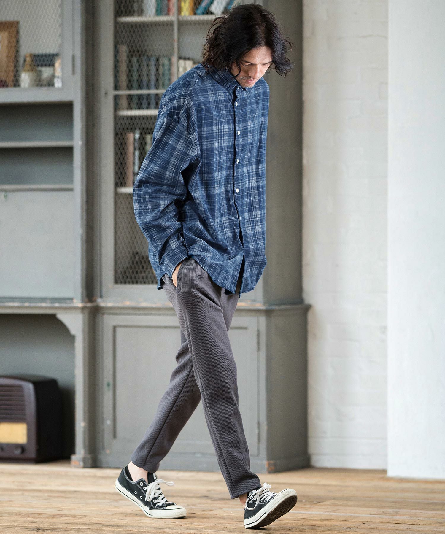50%OFF【CAMBIO(カンビオ)】Vintage Like Indigo Check Shirts