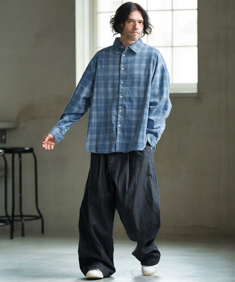50%OFF【CAMBIO(カンビオ)】Vintage Like Indigo Check Shirts 