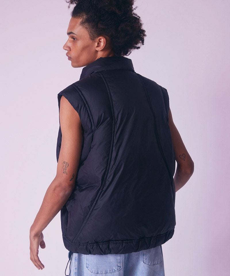50%OFF【rehacer(レアセル)】 Shell Puff Down Vest ダウンベスト