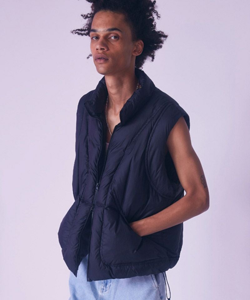 50%OFF【rehacer(レアセル)】 Shell Puff Down Vest ダウンベスト