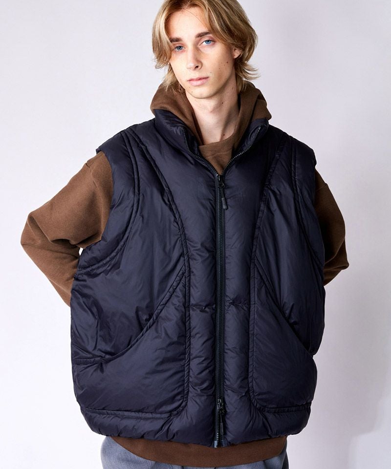 50%OFF【rehacer(レアセル)】 Shell Puff Down Vest ダウンベスト