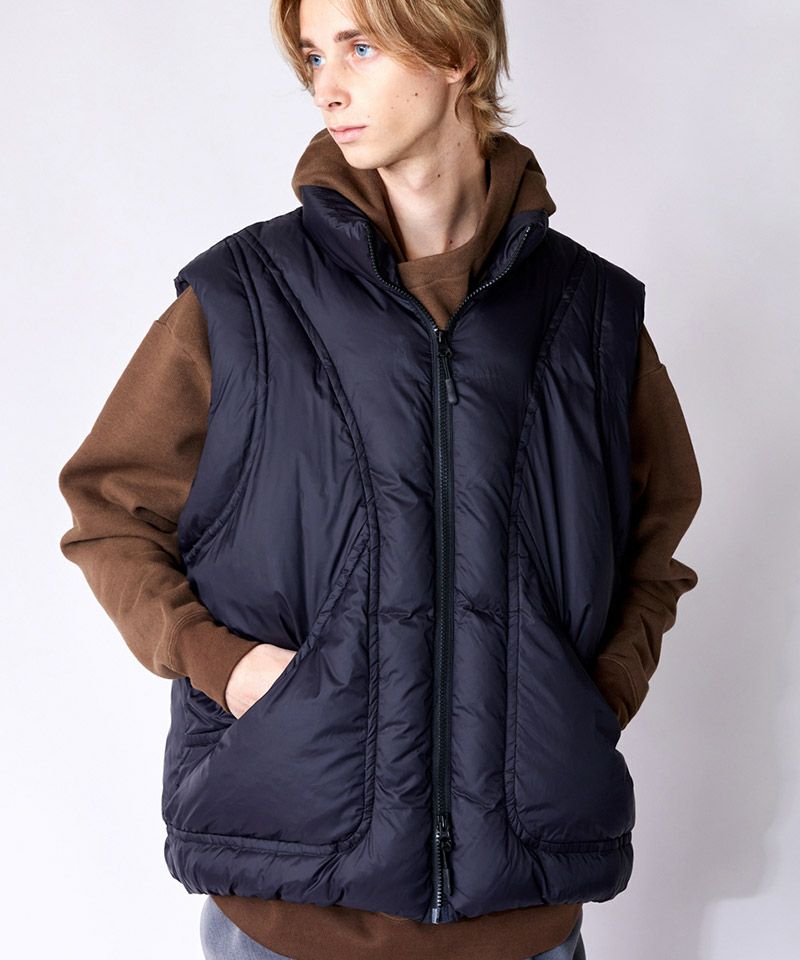 50%OFF【rehacer(レアセル)】 Shell Puff Down Vest ダウンベスト