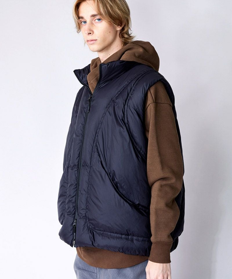 50%OFF【rehacer(レアセル)】 Shell Puff Down Vest ダウンベスト
