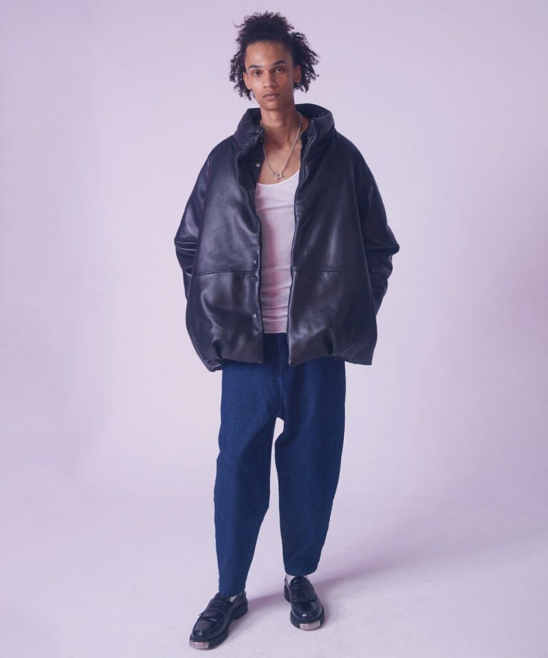 ICEBERG イタリア製 ブランケット レザー ダウン ジャケット ビンテージ 80'S EDDIE BAUER Leather Down Jacket M/BLACK 80年代 エディバウアー