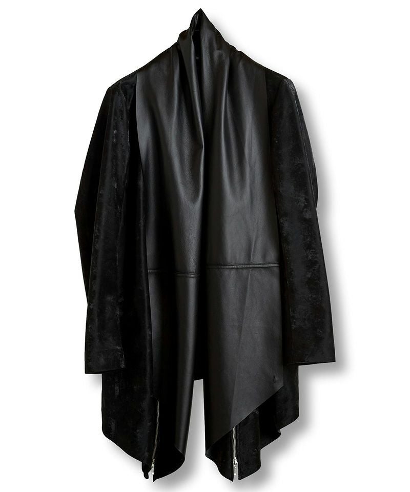 NO ID ラムレザーフーテッドパーカー size2 50%OFF【NO ID.(ノーアイディー)】ﾗﾑﾚｻﾞｰﾀﾞｲﾊﾞｰｽｶﾞｳﾝ(855777-861L