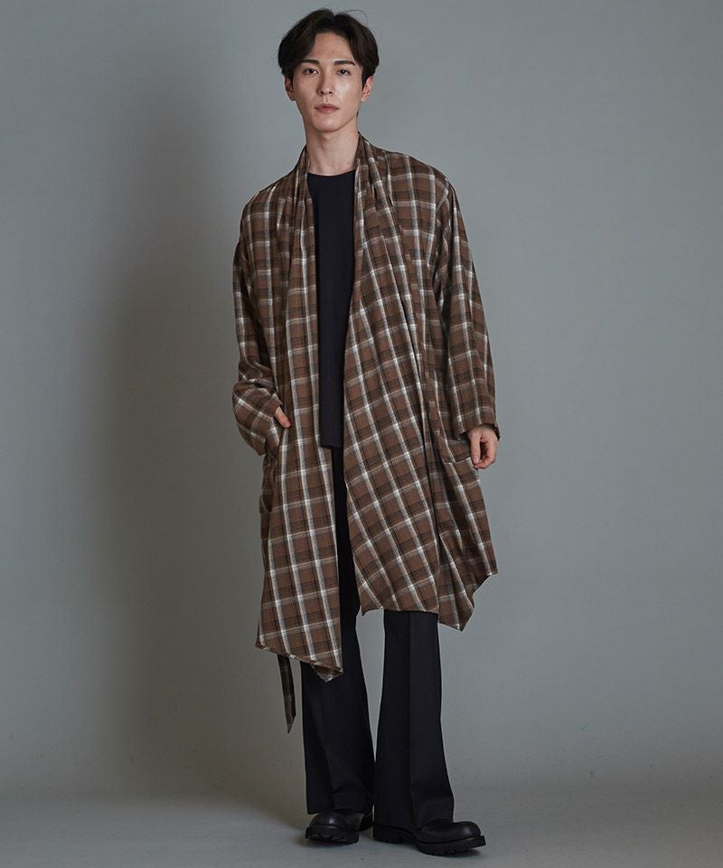 【未使用品】anana シャギーBIGブロックチェックガウン CAMBIO（カンビオ）の「BLOCK CHECK GOWN SHIRT ブロックチェック