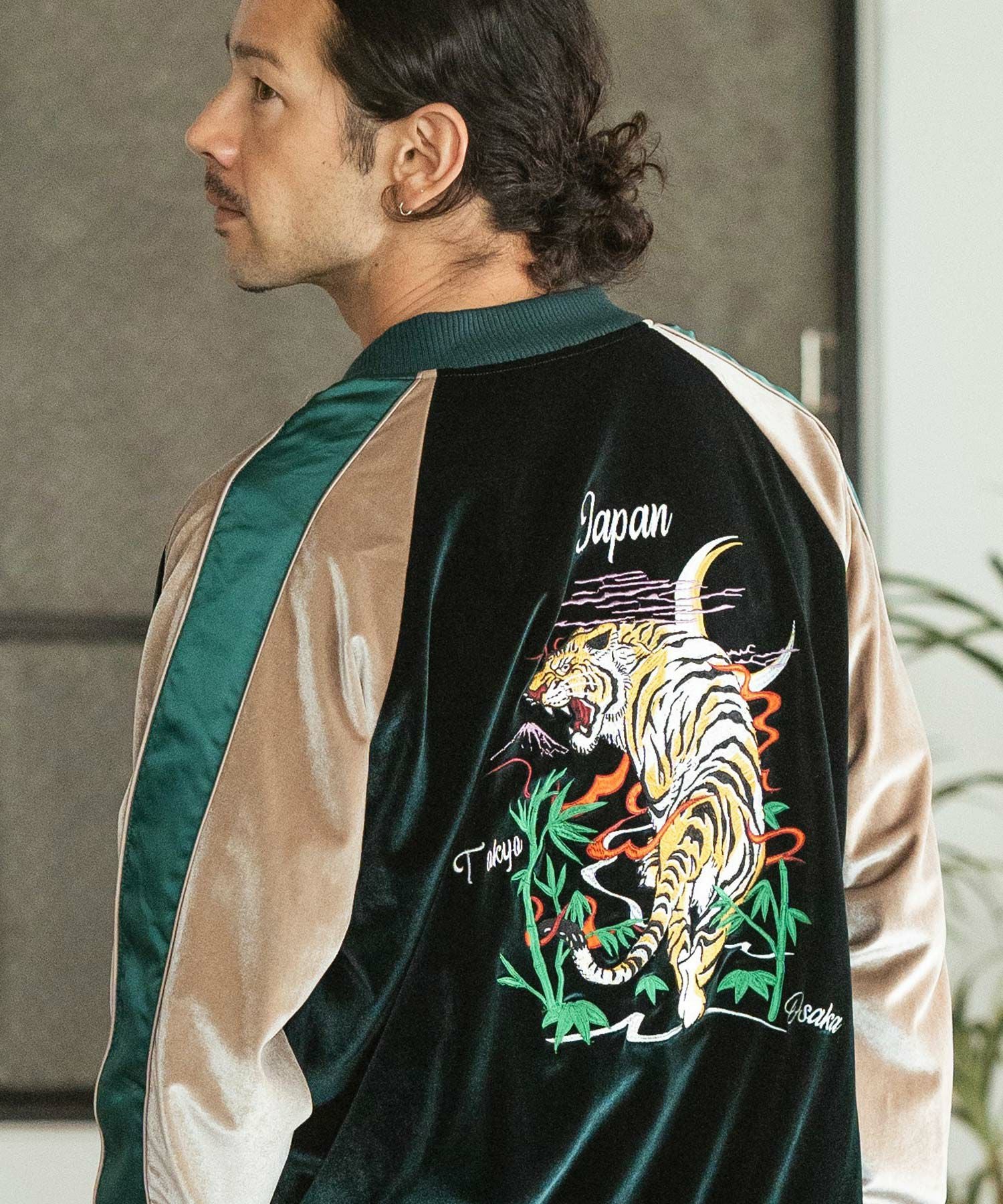 50%OFF【CAMBIO(カンビオ)】Tiger Embroidered Velour Souvenir Jacket