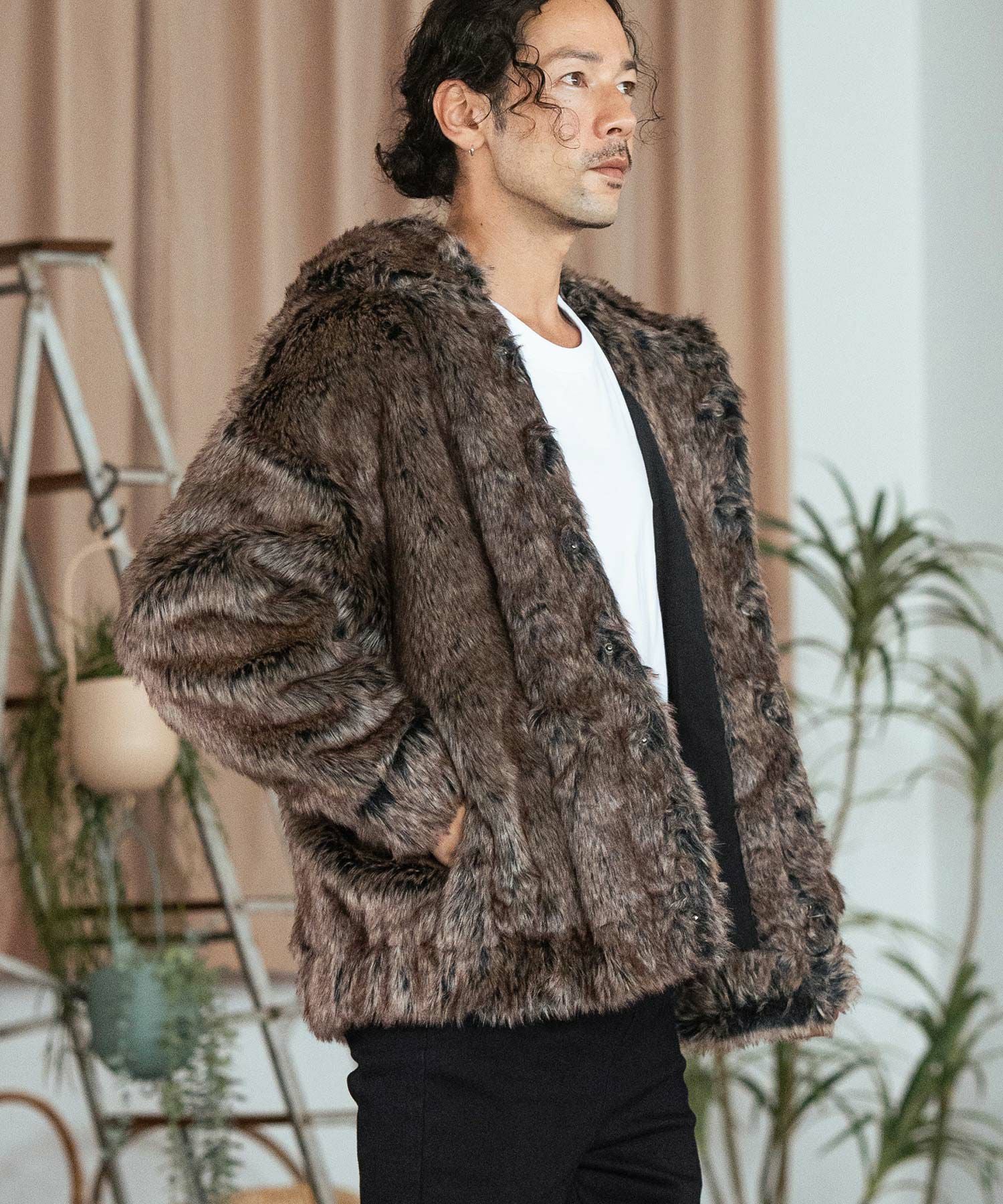 30%OFF【CAMBIO(カンビオ)】Oversized Hooded Fur Jacket ファー