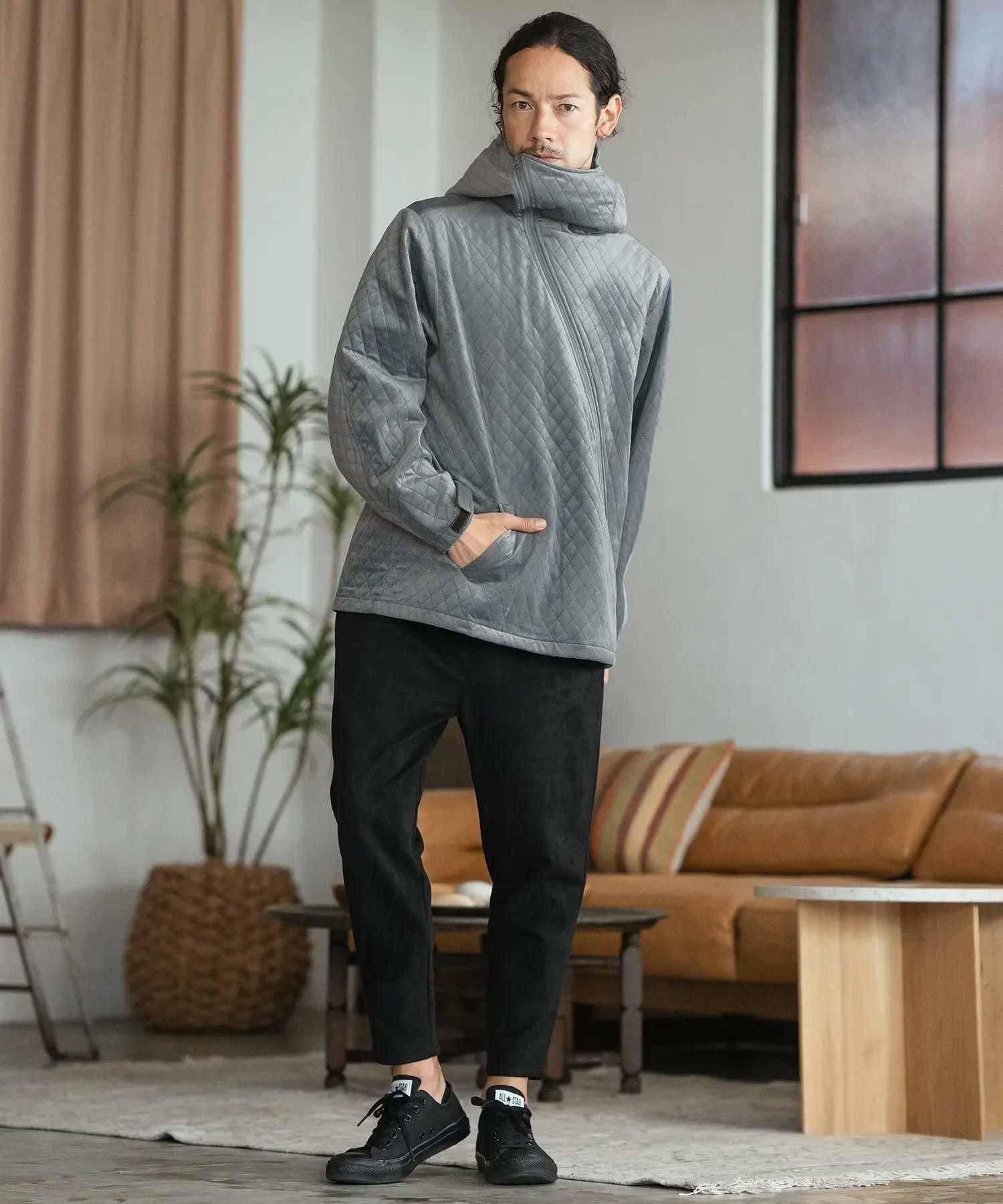 50%OFF【CAMBIO(カンビオ)】Velvet Quilted Zip Up Parka ジップアップ