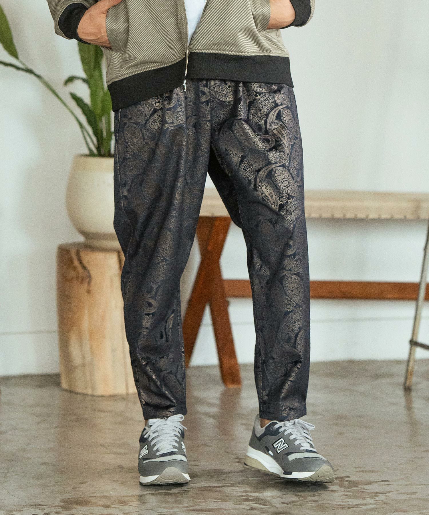 【送料込】CAMBIO デニムジャガードジョガーパンツ ネイビー メンズ CAMBIO(カンビオ)】Denim Jacquard Jogger Pants ジョガーパンツ