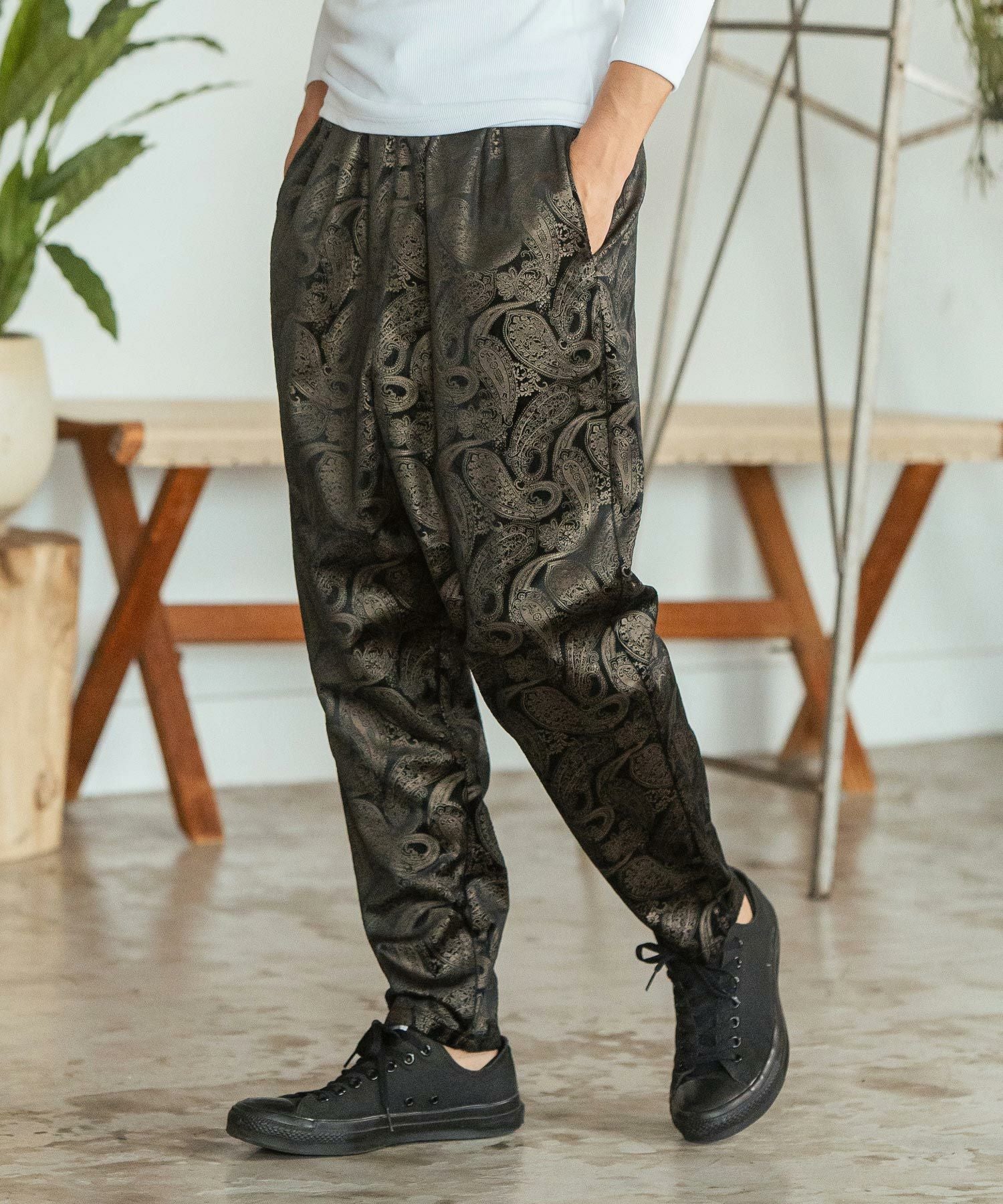 30%OFF【CAMBIO(カンビオ)】Paisley Two Tuck Pants ジョガーパンツ