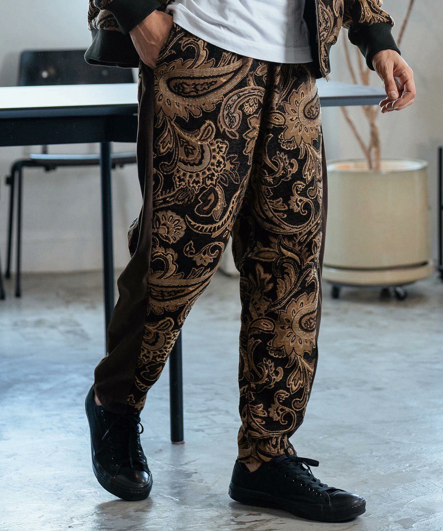 30%OFF【CAMBIO(カンビオ)】Gobelin Velour Combination Pants