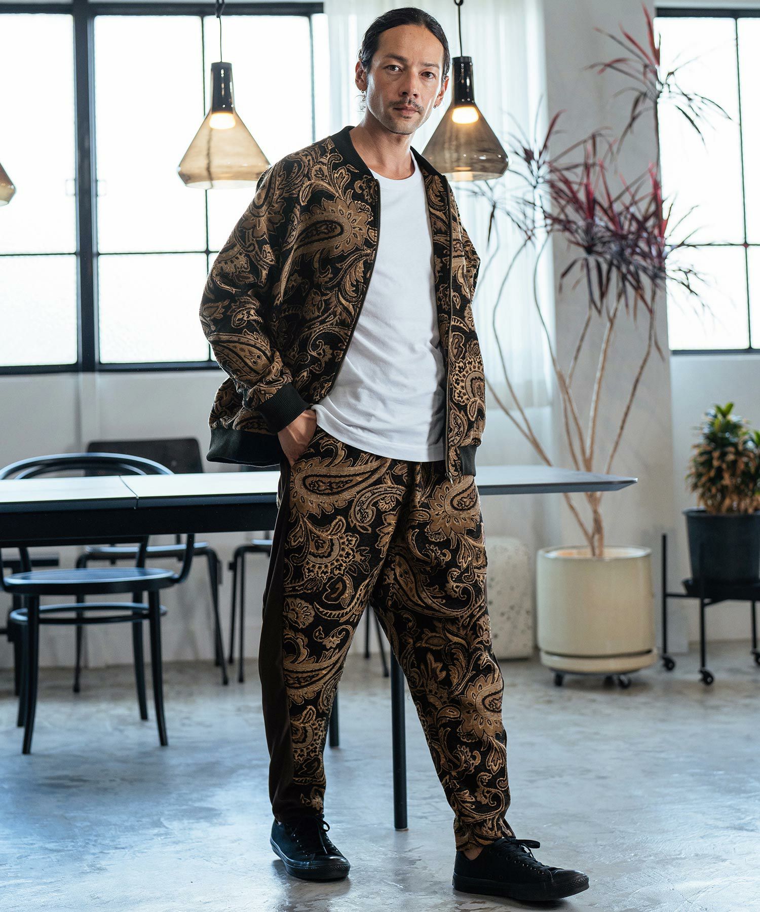 30%OFF【CAMBIO(カンビオ)】Gobelin Velour Combination Pants