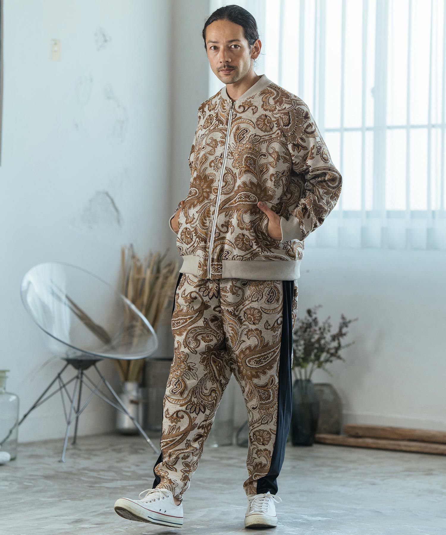 30%OFF【CAMBIO(カンビオ)】Gobelin Velour Combination Pants
