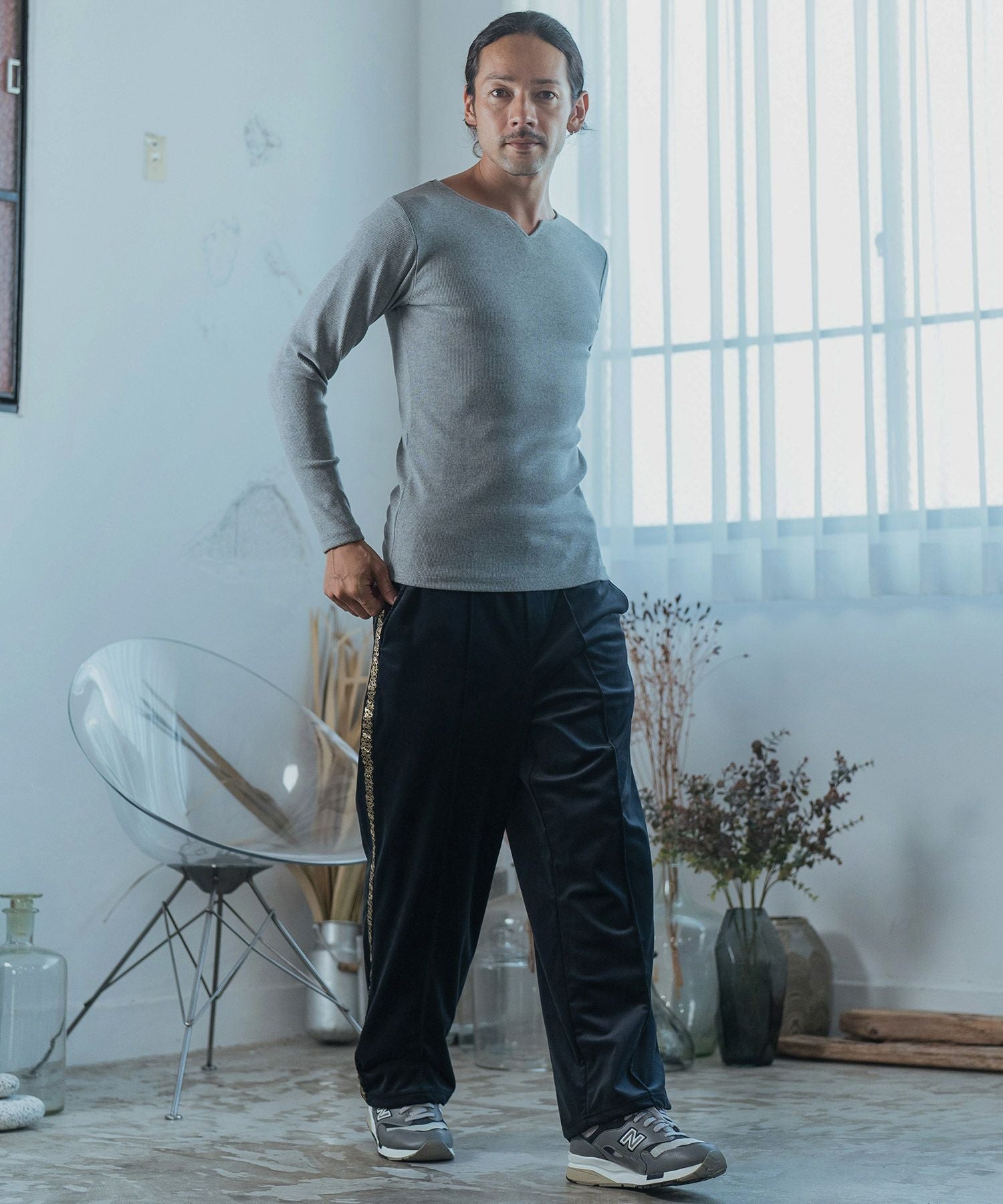 50%OFF【CAMBIO(カンビオ)】Stretch Velour Side Tape Pants トラック