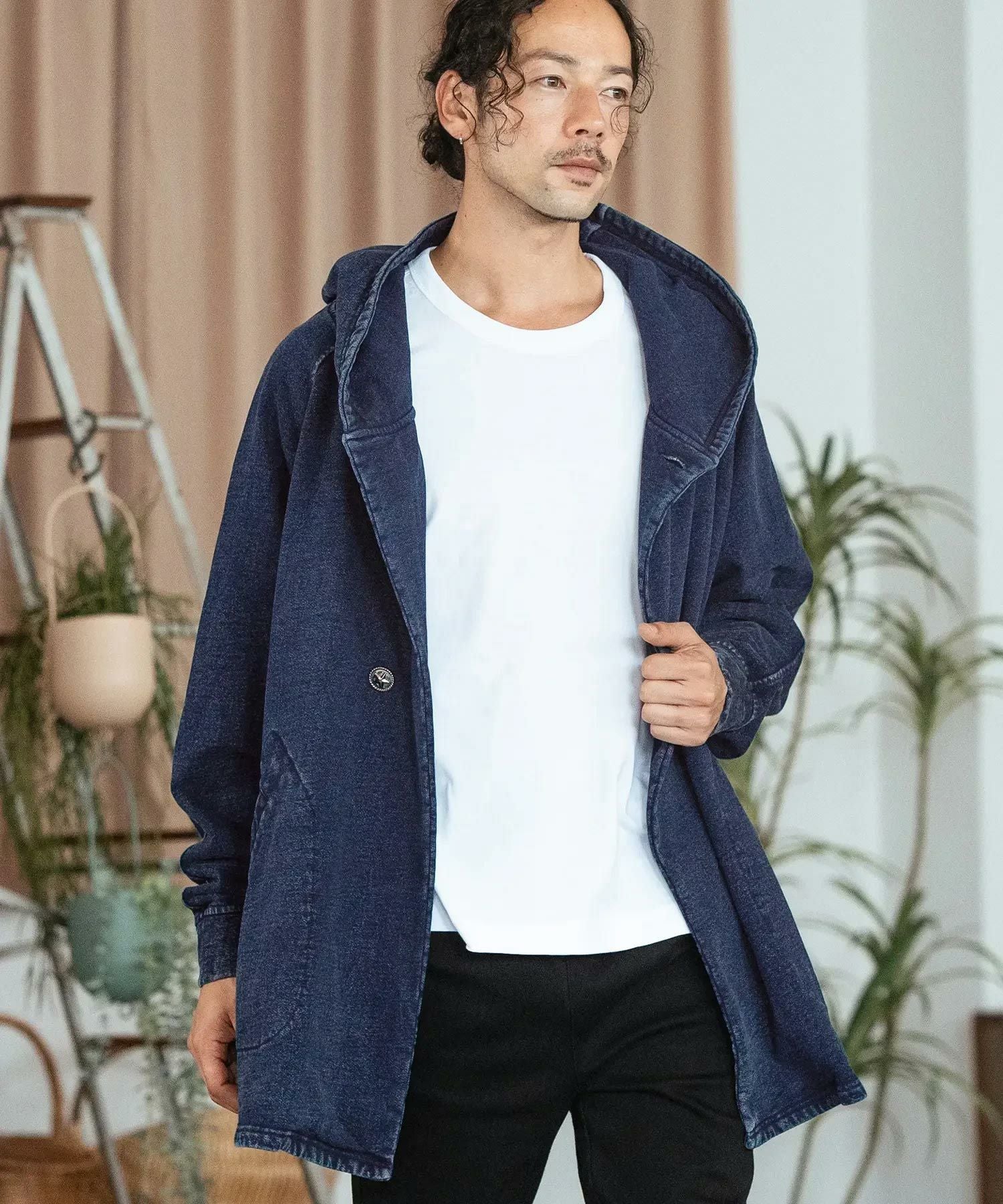 30%OFF【CAMBIO(カンビオ)】Indigo URAKE Poncho Like Hooded Jacket
