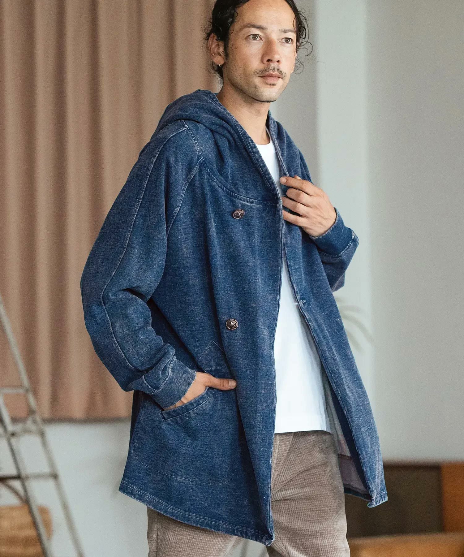 30%OFF【CAMBIO(カンビオ)】Indigo URAKE Poncho Like Hooded Jacket