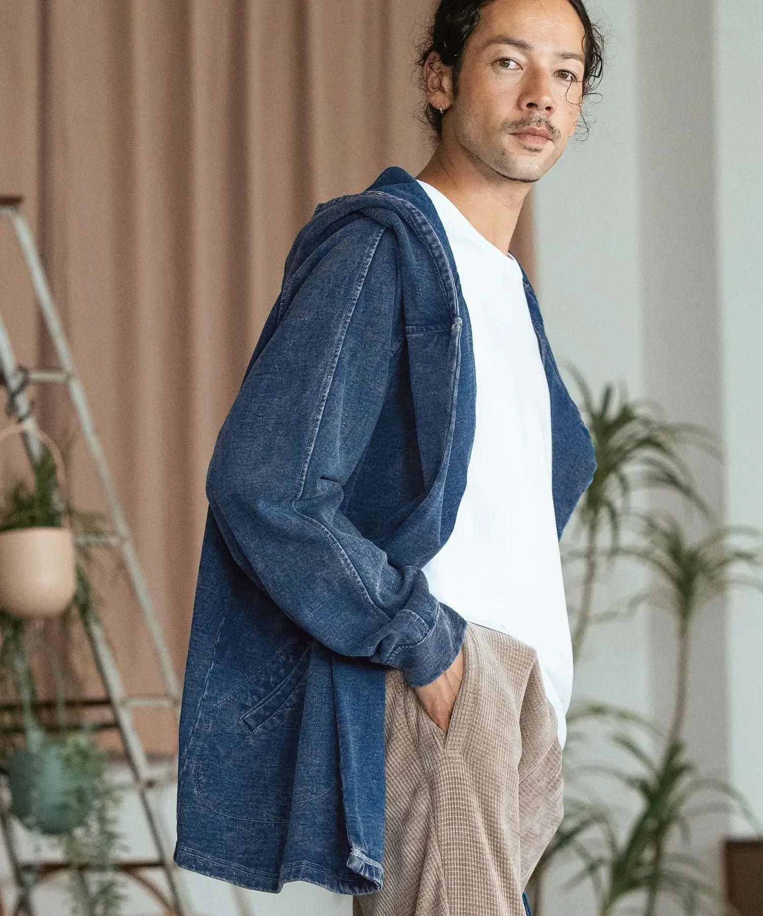 30%OFF【CAMBIO(カンビオ)】Indigo URAKE Poncho Like Hooded Jacket