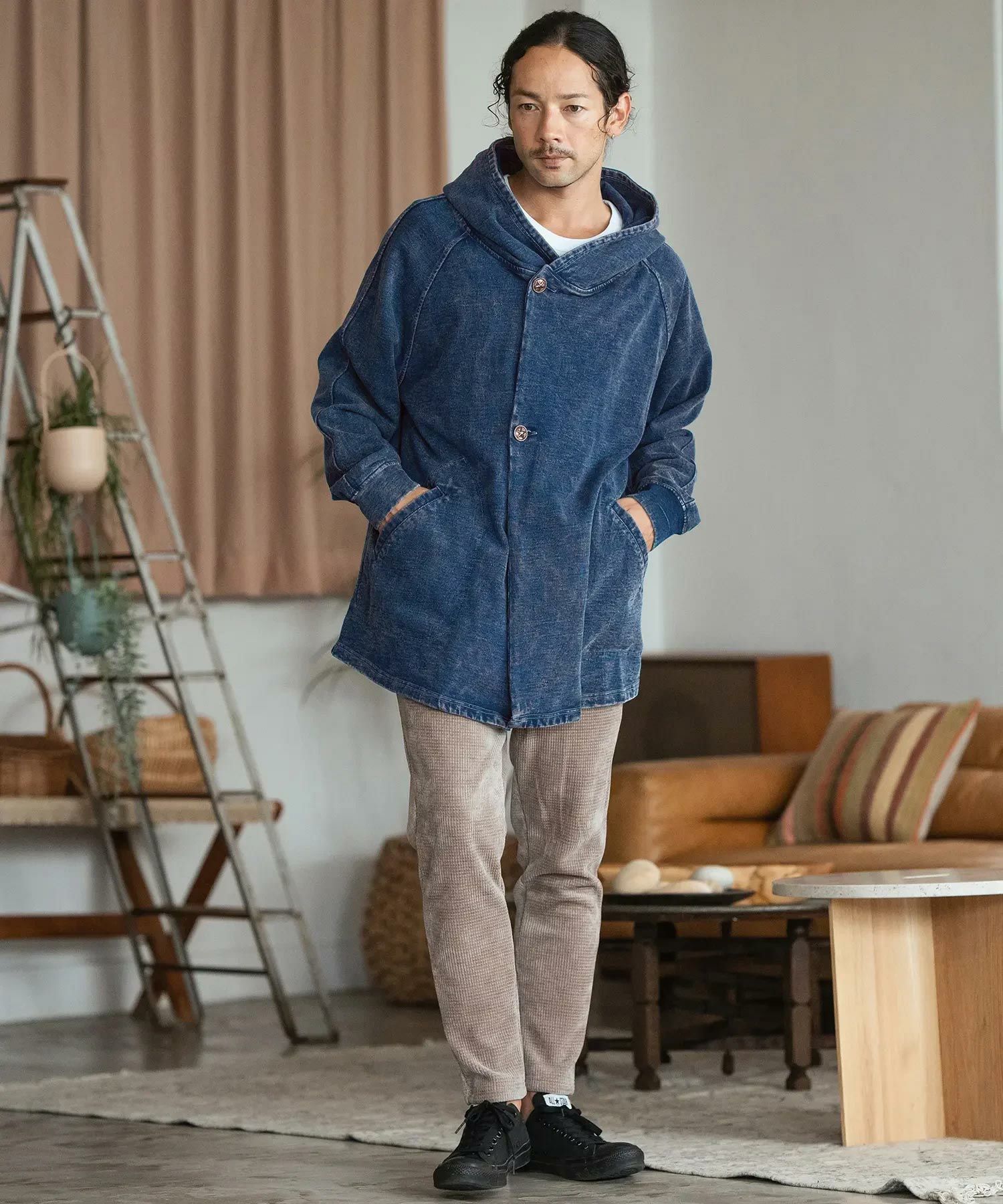 30%OFF【CAMBIO(カンビオ)】Indigo URAKE Poncho Like Hooded Jacket