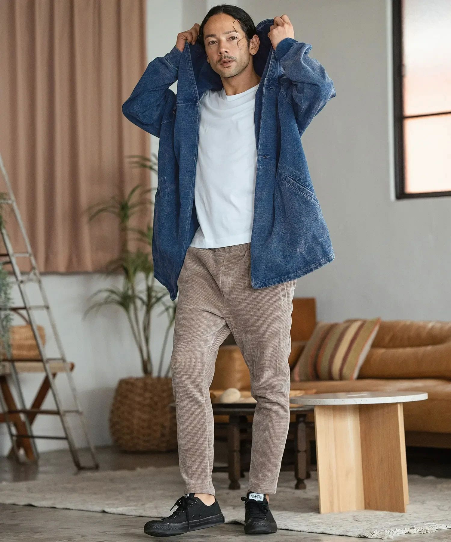 30%OFF【CAMBIO(カンビオ)】Indigo URAKE Poncho Like Hooded Jacket