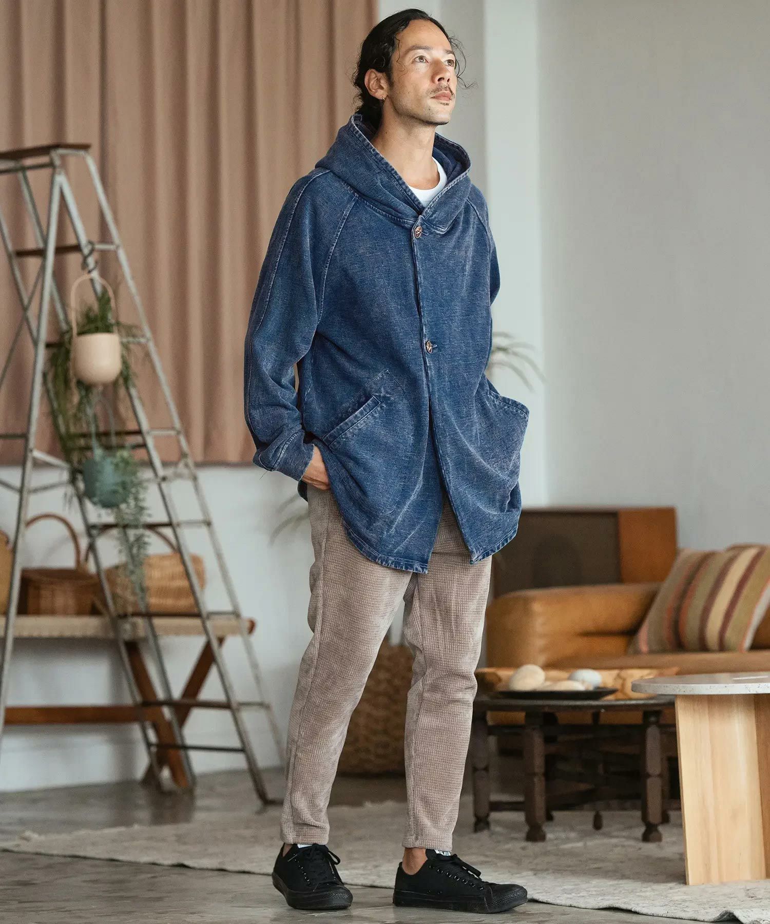 30%OFF【CAMBIO(カンビオ)】Indigo URAKE Poncho Like Hooded Jacket