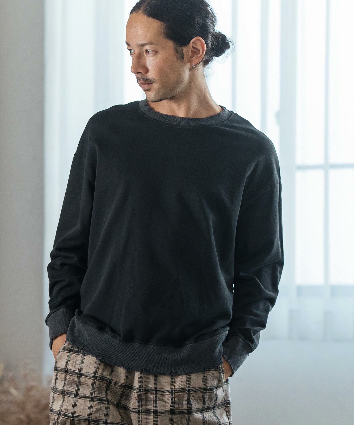 Marimo　5/23日まで 50%OFF【CAMBIO(カンビオ)】Indigo Like Garment Dye Damage Sweat