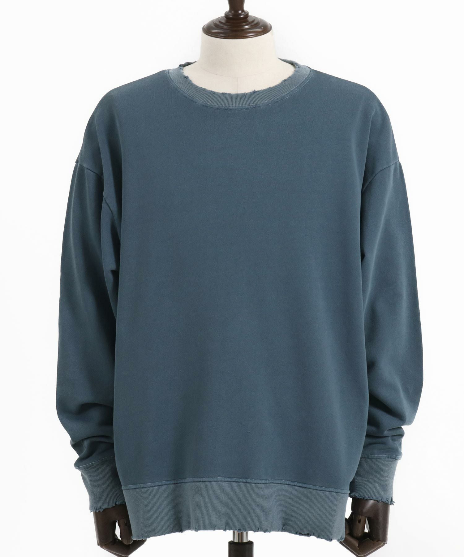 50%OFF【CAMBIO(カンビオ)】Indigo Like Garment Dye Damage Sweat