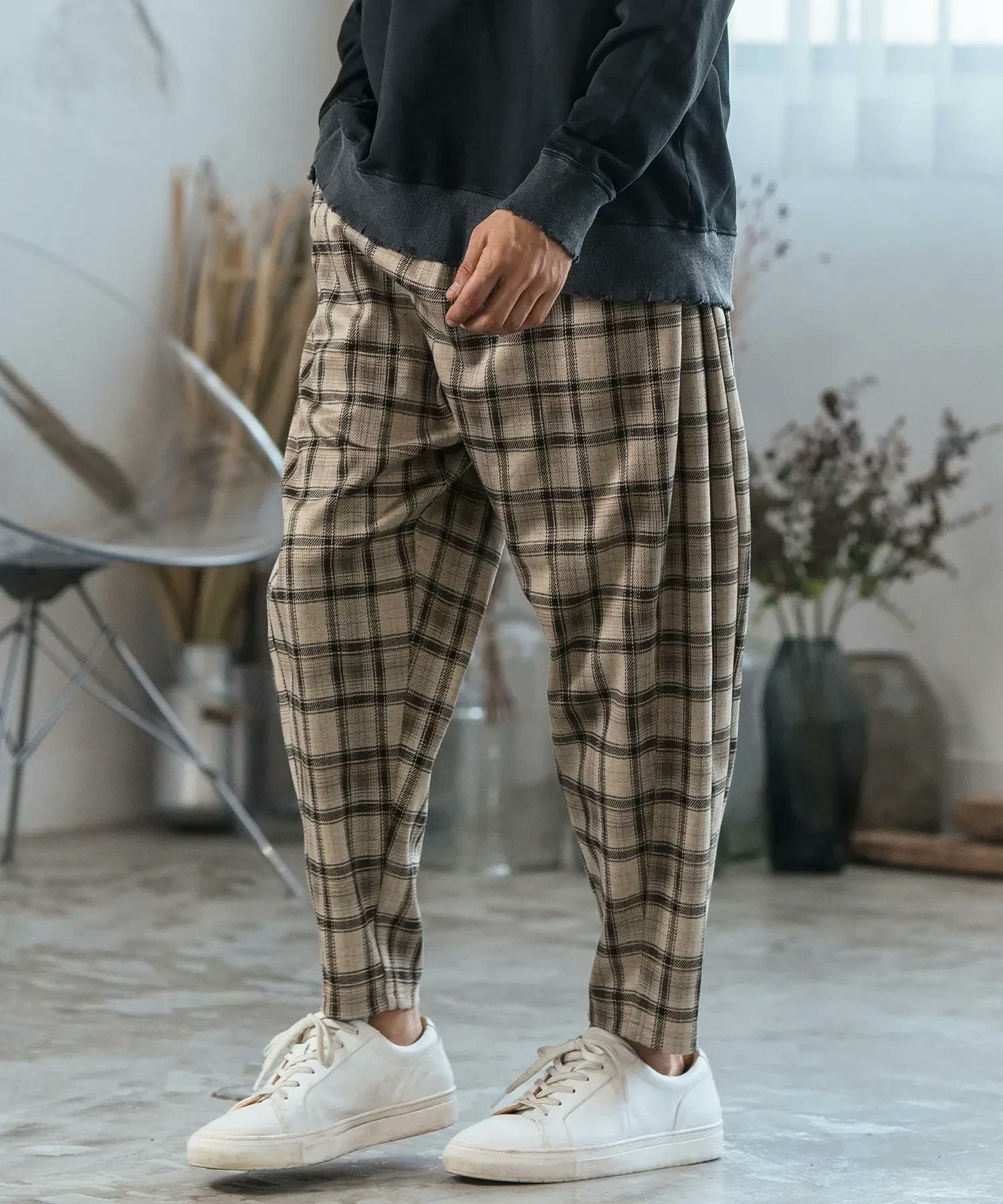 30%OFF【CAMBIO(カンビオ)】Check Ponti Wide Balloon Silhouette