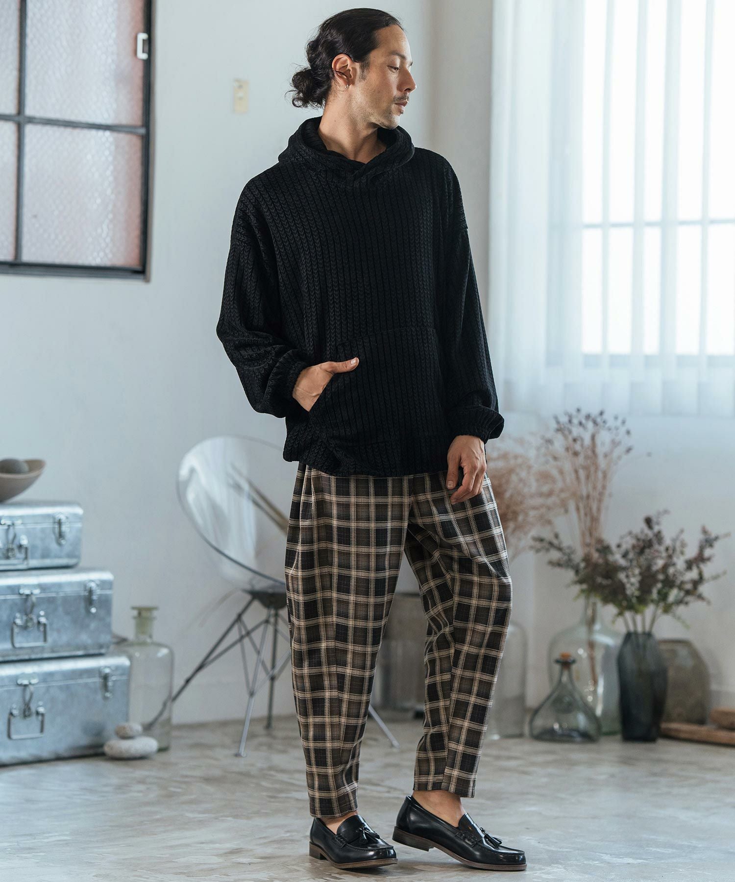 30%OFF【CAMBIO(カンビオ)】Check Ponti Wide Balloon Silhouette