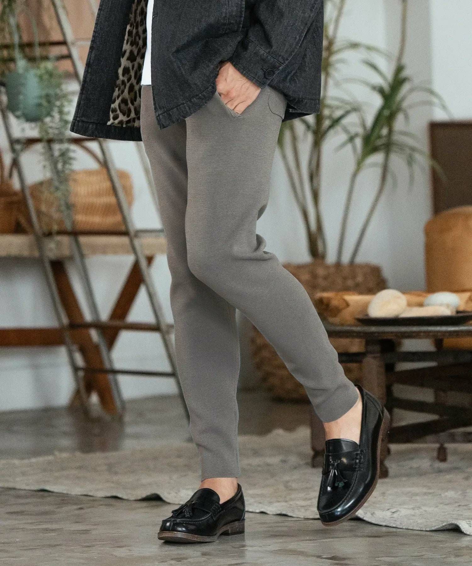 CAMBIO(カンビオ)】Stretch Milan Rib Tapered Pants テーパードパンツ