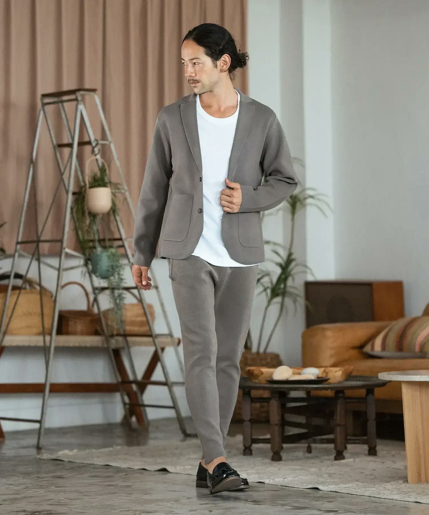 CAMBIO(カンビオ)】Stretch Milan Rib Tapered Pants テーパードパンツ