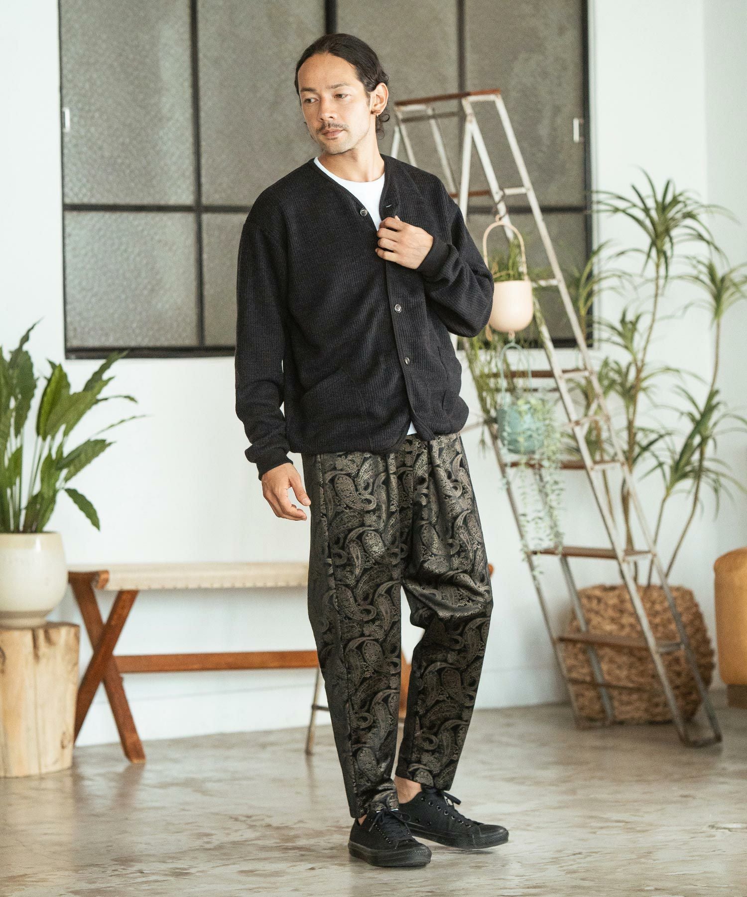 50%OFF【CAMBIO(カンビオ)】ウール混ワッフルミリタリーカーディガン