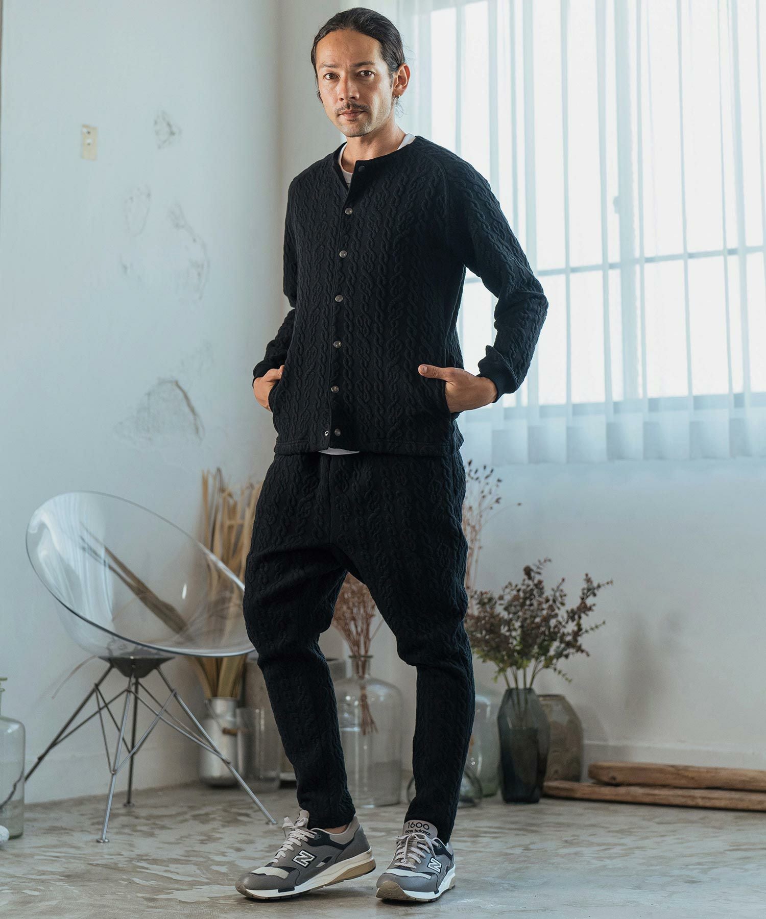    ジャケット  Mサイズ 30%OFF【CAMBIO(カンビオ)】Japanese Fabricケーブルキルティングノー