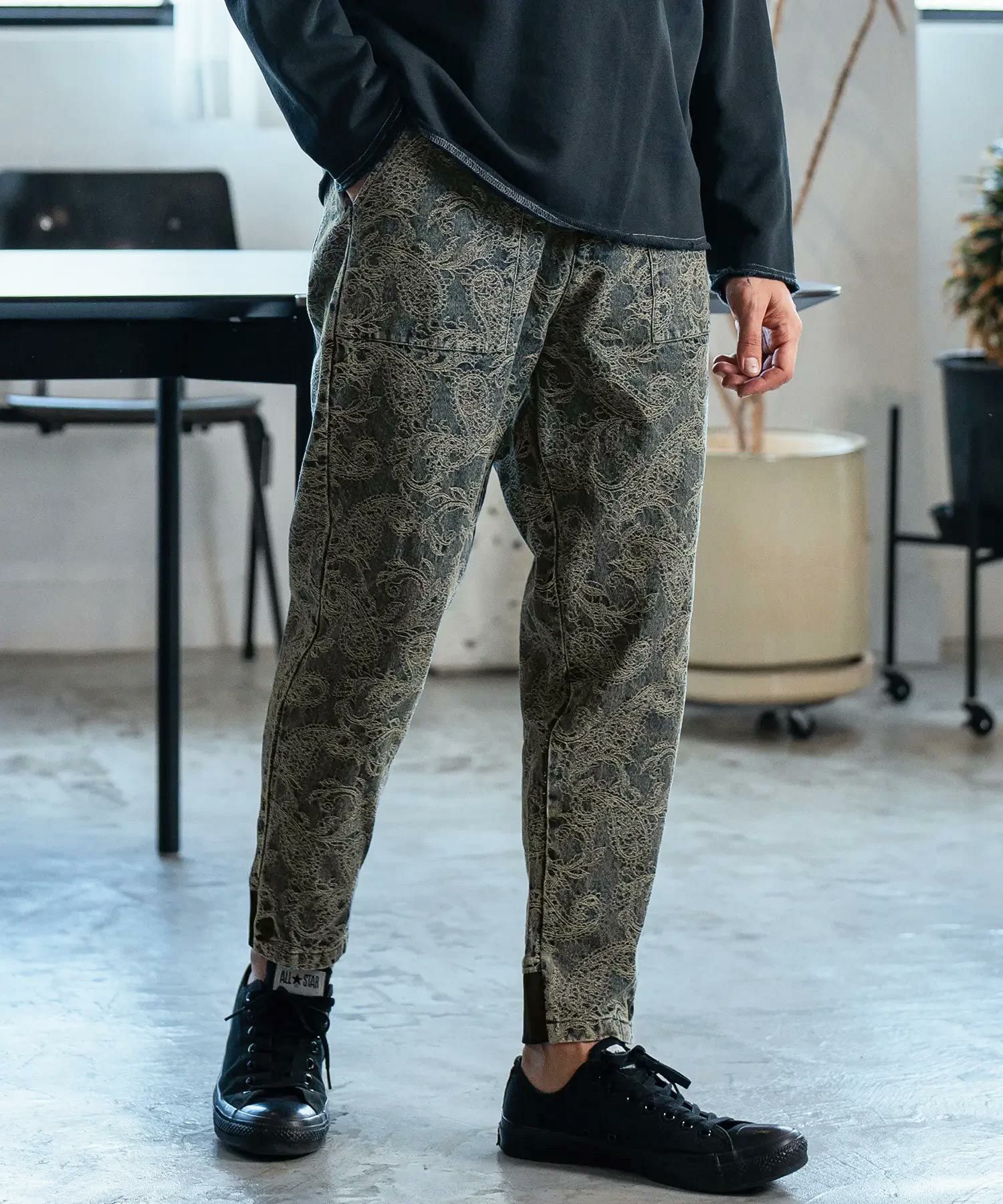 30%OFF【CAMBIO(カンビオ)】Paisley Jacquard Denim Pants ペイズリー