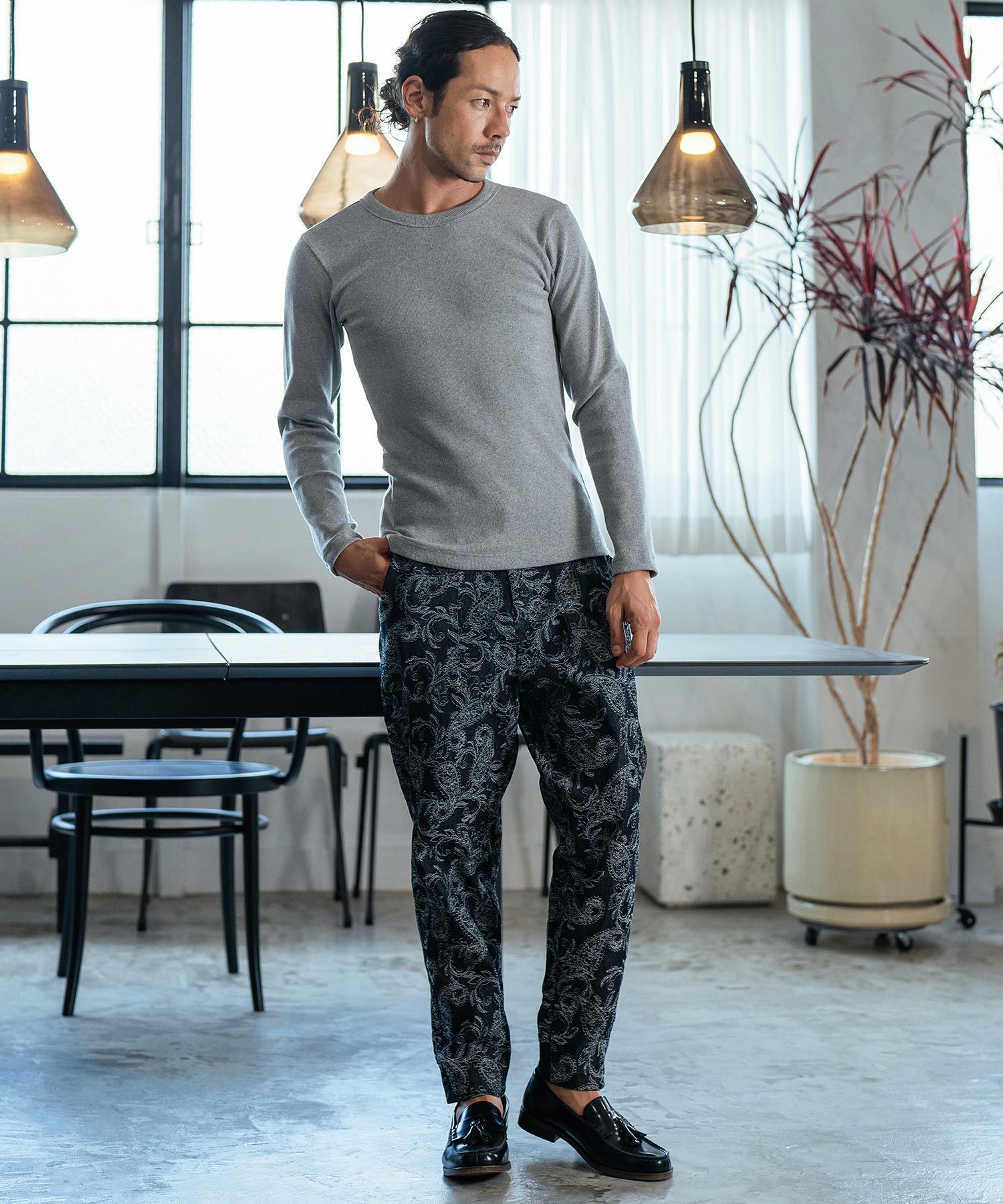 30%OFF【CAMBIO(カンビオ)】Paisley Jacquard Denim Pants ペイズリー