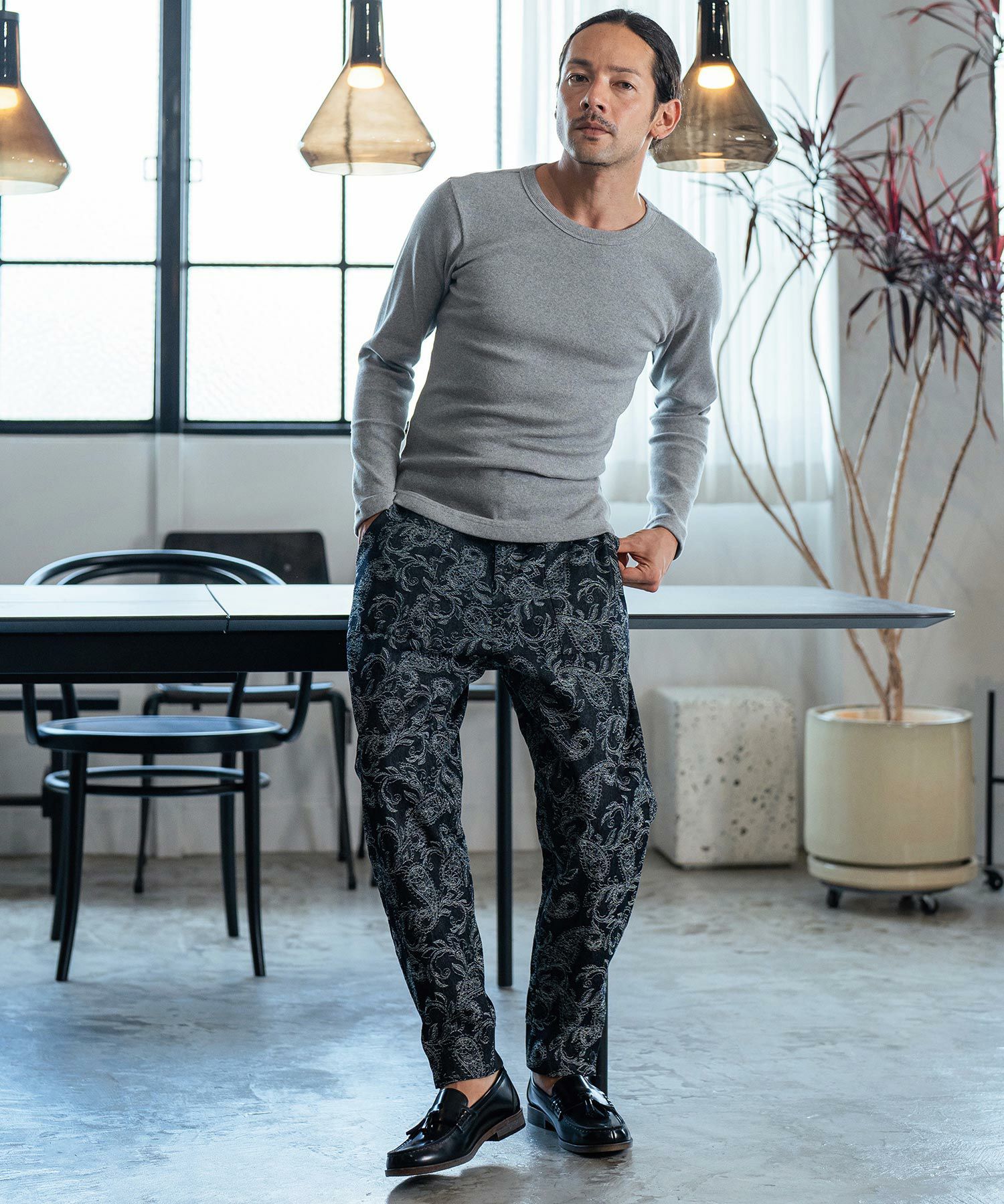 30%OFF【CAMBIO(カンビオ)】Paisley Jacquard Denim Pants ペイズリー