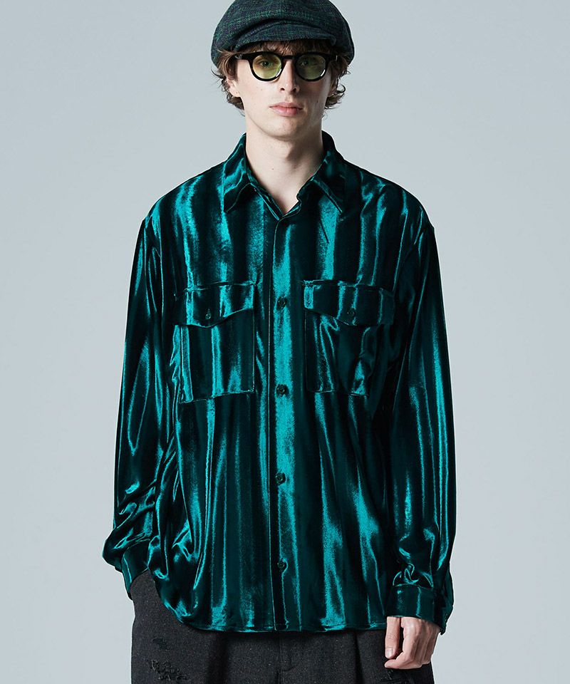 30%OFF【glamb(グラム)】Glamorous Shade Velour Shirt グラマラス