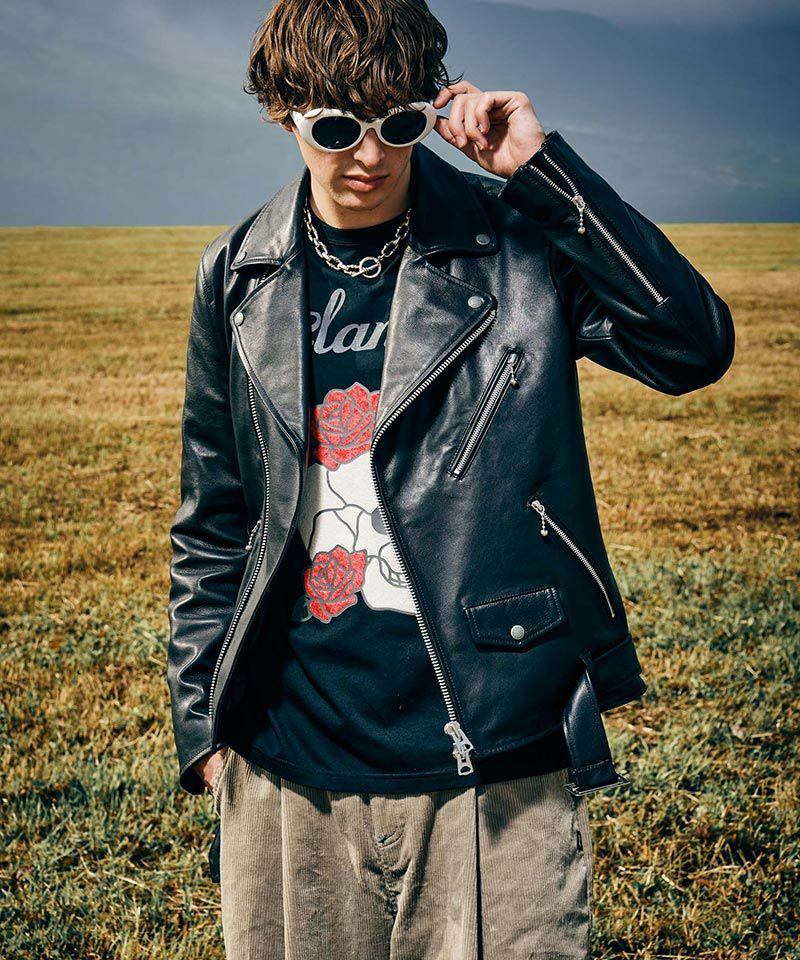 glamb(グラム)】Calf Leather Riders Jacket カーフレザーライダース