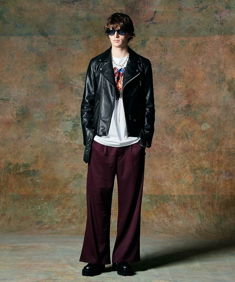 ポ*ー様 glamb ラムスキン レザー ライダース フェード エイジング加工 glamb（グラム） 革ジャン ライダース Calf Leather Riders Jacket