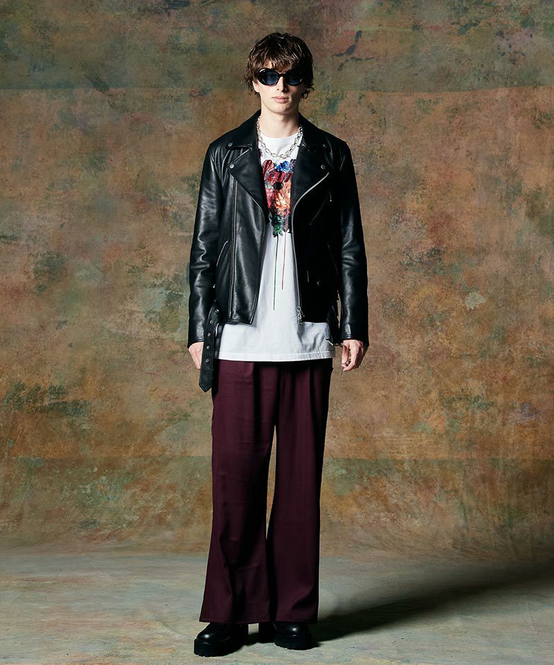 glamb(グラム)】Calf Leather Riders Jacket カーフレザーライダース